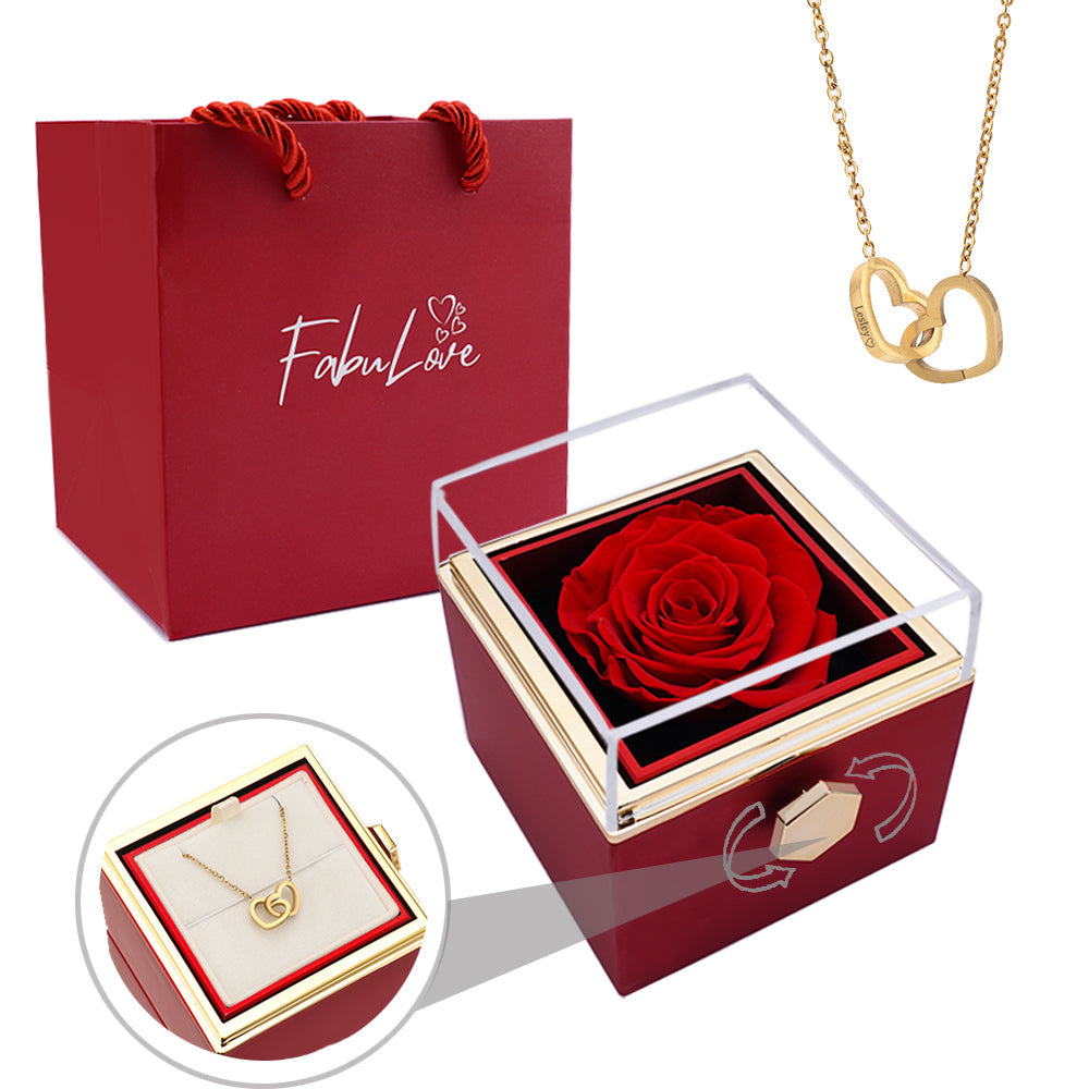 Eternal Rose Box - W/ Engraved Necklace & Real Rose