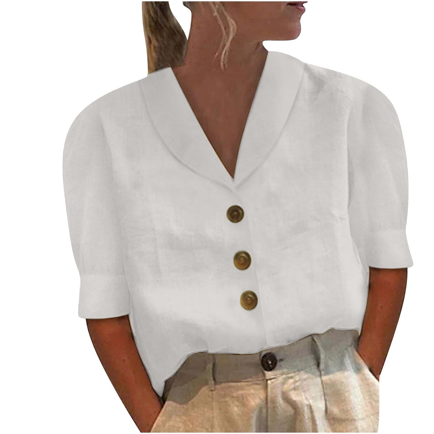 Lily - Top with collar and buttons