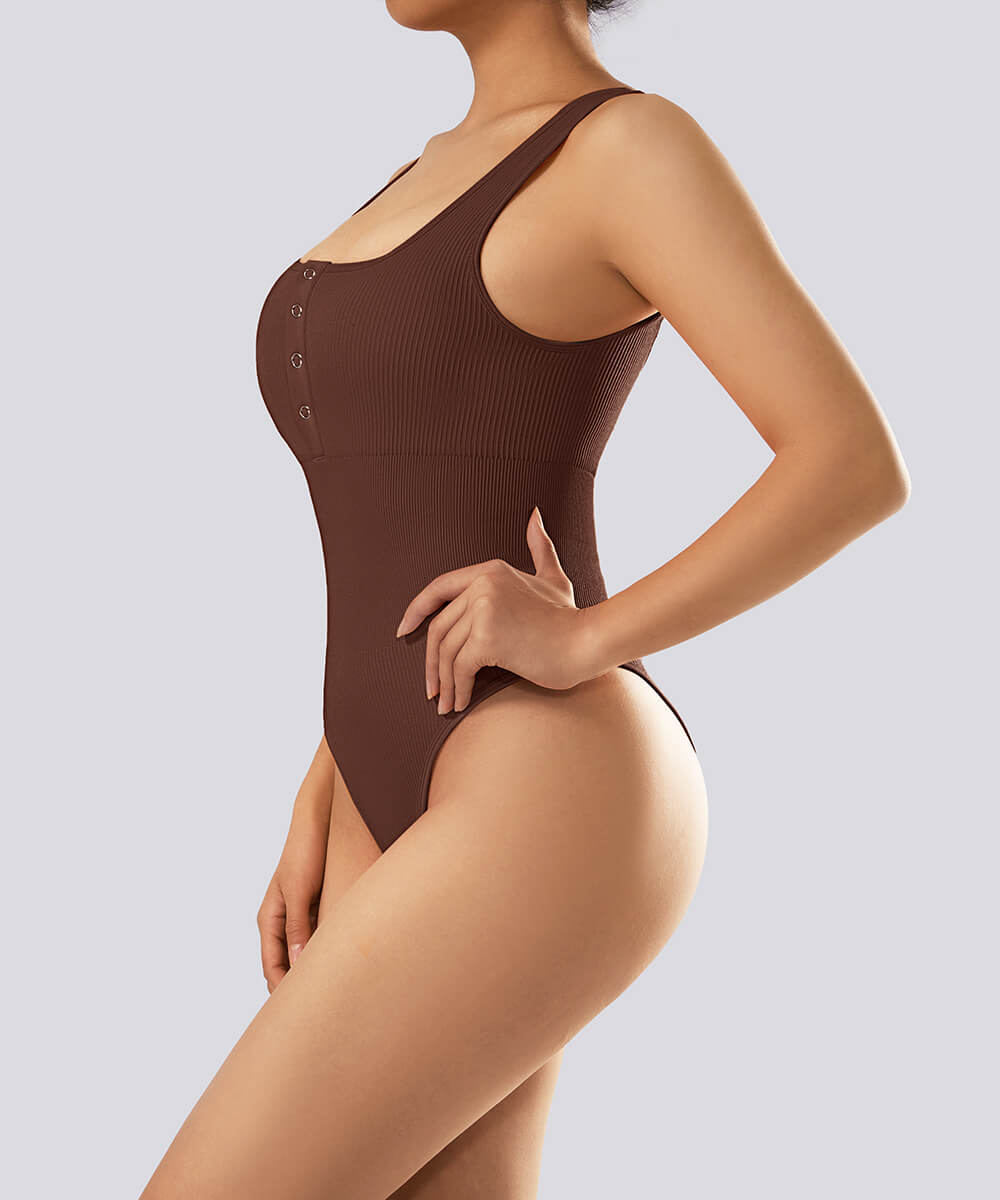 Thread Press Botton Tummy Control Bodysuit