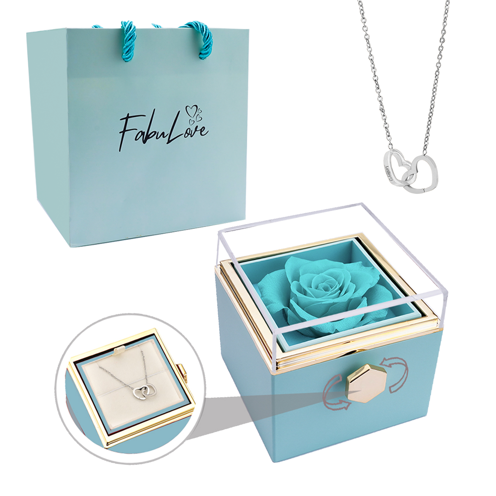 Eternal Rose Box - W/ Engraved Necklace & Real Rose