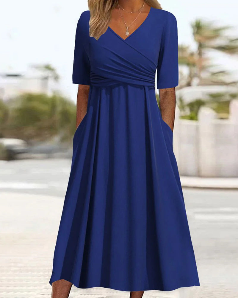 Lien - Crossed Dress with Short Sleeves