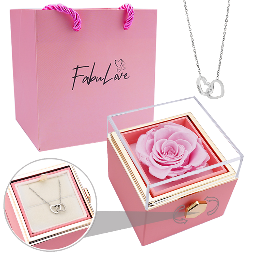 Eternal Rose Box - W/ Engraved Necklace & Real Rose